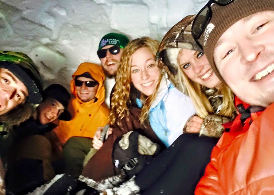 Students in snow cave