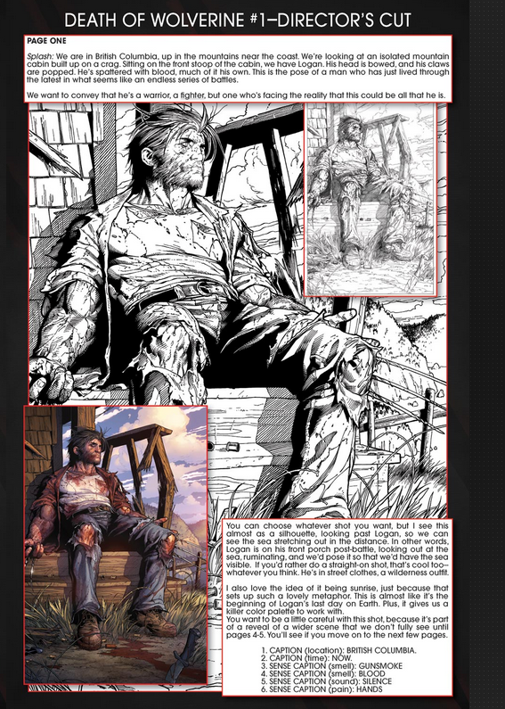 Page 1 from Death of Wolverine #1, script by Charles Soule with art by Steven McNiven, and color art by Justin Ponsor. Characters and art copyright Marvel Entertainment. 