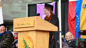 Emily Pulcini '25 VP of the Senior Class, addresses Paul Smith's College's 78th Commencement.