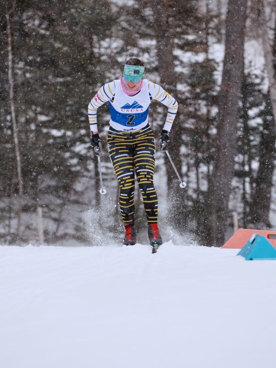 A woman skiing