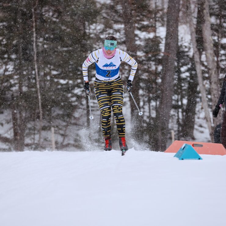 A woman skiing