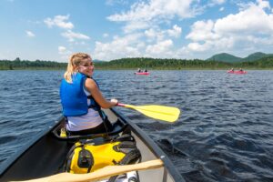 A woman in a canoe