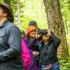 A group of people with binoculars