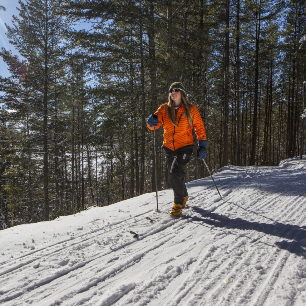 A woman skiing