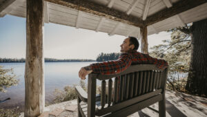 A person sitting on a bench
